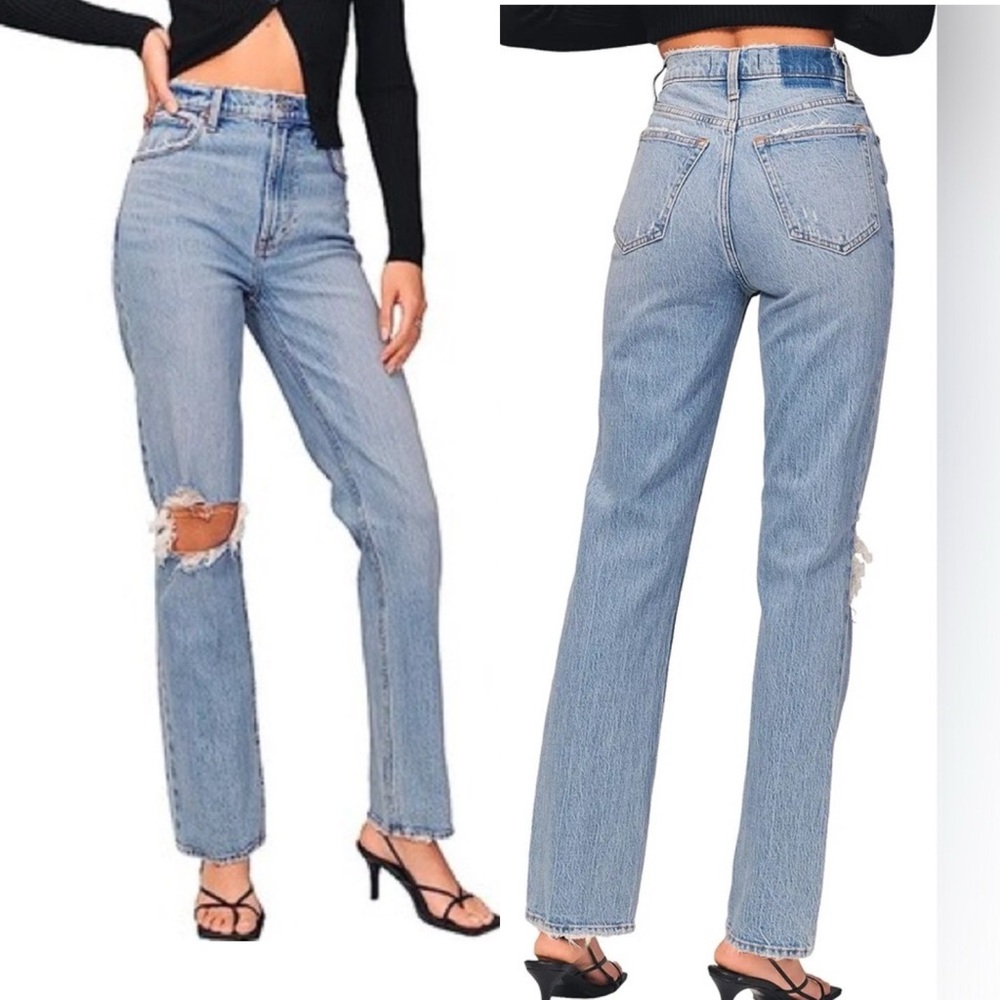 NWT ABERCROMBIE & FITCH ULTRA HIGH RISE 90s STRAIGHT JEANS SIZE 25
